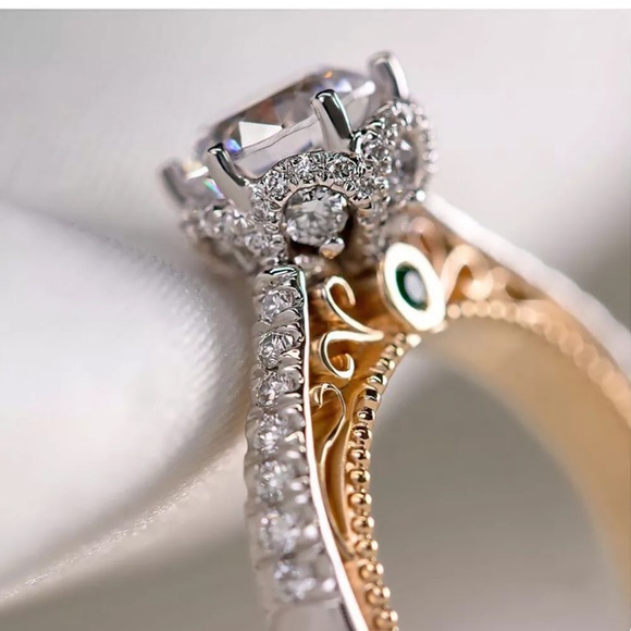 Two Tone 925 Silver Rings for Women Wedding Party - Picture 3 of 8